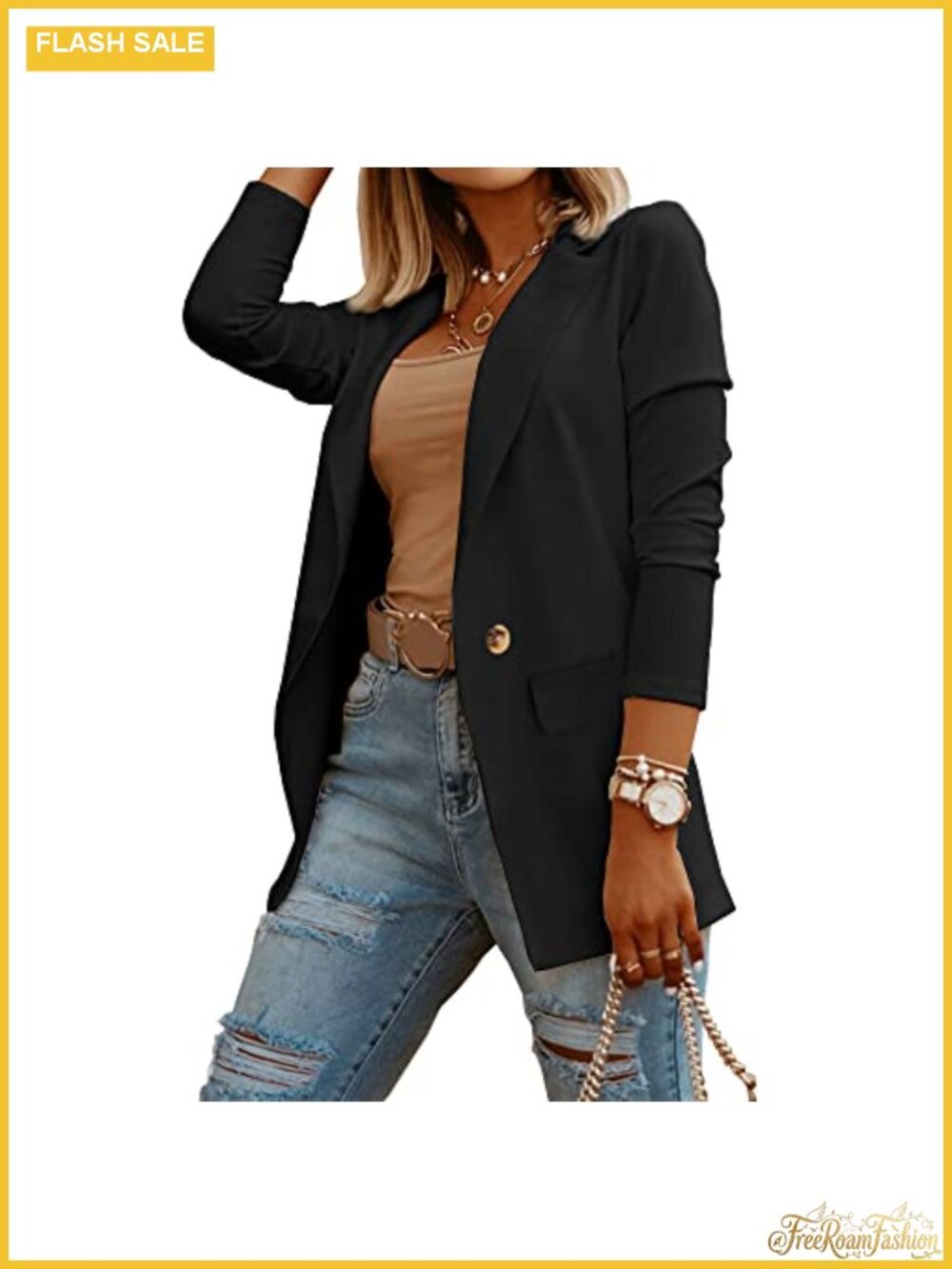 Womens Knit Blazer Open Front Long Sleeve Business Casual Work Jacket